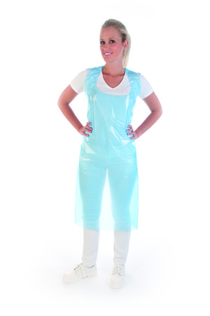 Einwegschrze m.Latz PE blau - 90220