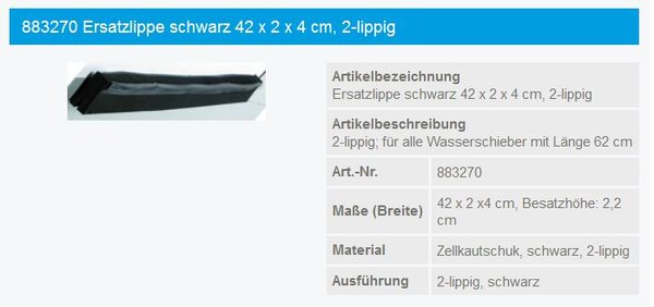 Haug Ersatzgummilippe 40cm für Wasserschieber Art.Nr 884718 - 883270
