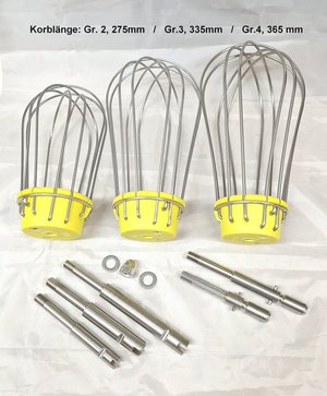 Bico Rührbesenkorb Gr.2 R2X 6 Drähte 4mm, gelber Kopf, Korblänge 275mm