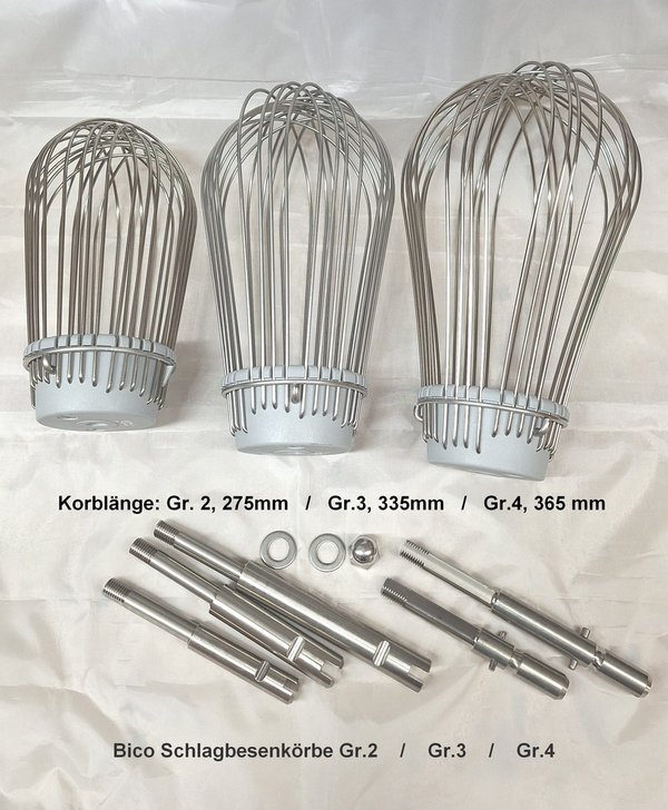 Bico Schlagbesenkorb Gr.3 S3X 16 Drähte 3mm, grauer Kopf, Korblänge 335mm
