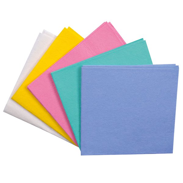 Mehrzwecktuch-Vlies 40x38cm farblich sortiert, weiß/gelb/rosa/blau/grün   Viskose/PP