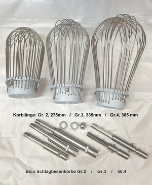 Bico Schlagbesenkorb Gr.4 S4X 16 Drähte 3mm, grauer Kopf, Korblänge 365mm