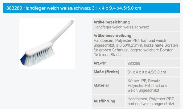 Handfeger 32cm KS Duo Borst duo = Weiche und Harte Borsten