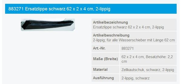 Haug Ersatzgummilippe 60cm für Wasserschieber Art.Nr.884719 - 883271
