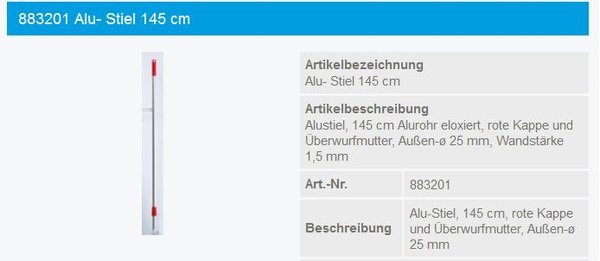 Haug Alu-Stiel 145cm rot - 883201