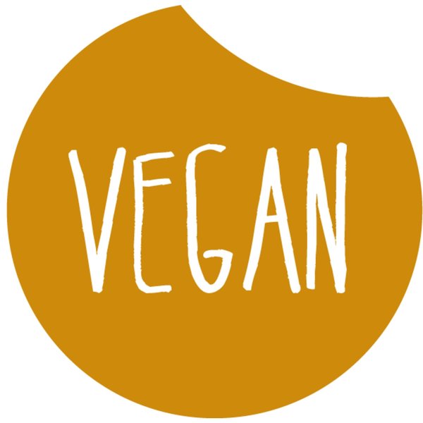 Etiketten Vegan 50mm orange m.weißer Schrift 1000St. - 844205